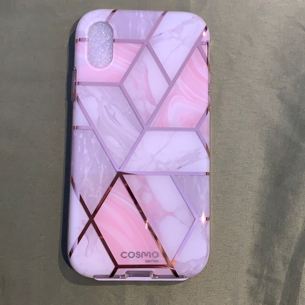 iPhone XS case with screen cover marble